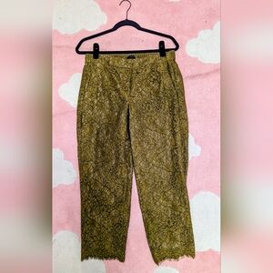 Jcrew Olive Green Lace Pants Size 10P
